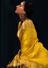 Load image into Gallery viewer, Tuscany Yellow Designer Zari Woven Tissue Silk Saree