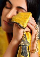 Load image into Gallery viewer, Tuscany Yellow Designer Zari Woven Tissue Silk Saree