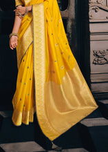Load image into Gallery viewer, Tuscany Yellow Designer Zari Woven Tissue Silk Saree