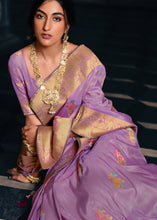 Load image into Gallery viewer, Bright Lilac Purple Designer Zari Woven Tissue Silk Saree