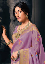 Load image into Gallery viewer, Bright Lilac Purple Designer Zari Woven Tissue Silk Saree