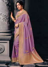 Load image into Gallery viewer, Bright Lilac Purple Designer Zari Woven Tissue Silk Saree