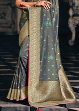 Load image into Gallery viewer, Anchor Grey Designer Zari Woven Tissue Silk Saree