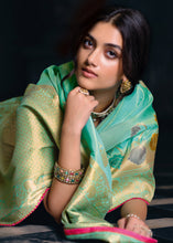 Load image into Gallery viewer, Shades Of Blue Designer Zari Woven Tissue Silk Saree