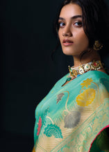Load image into Gallery viewer, Shades Of Blue Designer Zari Woven Tissue Silk Saree