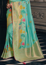 Load image into Gallery viewer, Shades Of Blue Designer Zari Woven Tissue Silk Saree
