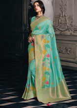 Load image into Gallery viewer, Shades Of Blue Designer Zari Woven Tissue Silk Saree