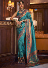 Load image into Gallery viewer, Olympic Blue Handloom Woven Banarasi Silk Saree