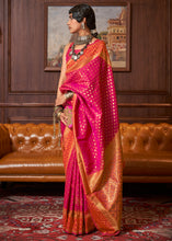Cargar imagen en el visor de la galería, Hot Pink Handloom Woven Banarasi Silk Saree
