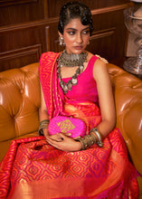 Cargar imagen en el visor de la galería, Hot Pink Handloom Woven Banarasi Silk Saree
