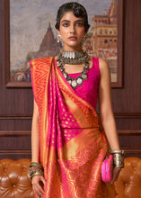 Cargar imagen en el visor de la galería, Hot Pink Handloom Woven Banarasi Silk Saree