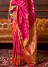 Cargar imagen en el visor de la galería, Hot Pink Handloom Woven Banarasi Silk Saree