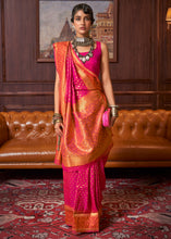 Cargar imagen en el visor de la galería, Hot Pink Handloom Woven Banarasi Silk Saree