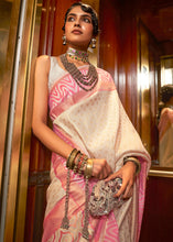 Load image into Gallery viewer, Ivory White Handloom Woven Banarasi Silk Saree