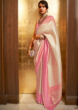 Load image into Gallery viewer, Ivory White Handloom Woven Banarasi Silk Saree