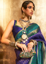 Load image into Gallery viewer, Indigo Purple Handloom Woven Banarasi Silk Saree
