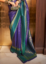 Load image into Gallery viewer, Indigo Purple Handloom Woven Banarasi Silk Saree