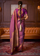 Load image into Gallery viewer, Dark Orchid Purple Handloom Woven Banarasi Silk Saree
