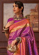 Load image into Gallery viewer, Dark Orchid Purple Handloom Woven Banarasi Silk Saree