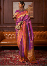 Load image into Gallery viewer, Dark Orchid Purple Handloom Woven Banarasi Silk Saree