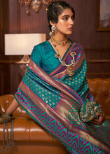 Load image into Gallery viewer, Teal Green Handloom Woven Banarasi Silk Saree