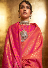 Load image into Gallery viewer, Fiery Rose Pink Handloom Woven Banarasi Silk Saree