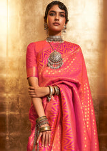 Load image into Gallery viewer, Fiery Rose Pink Handloom Woven Banarasi Silk Saree