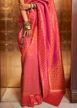 Load image into Gallery viewer, Fiery Rose Pink Handloom Woven Banarasi Silk Saree