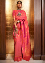 Load image into Gallery viewer, Fiery Rose Pink Handloom Woven Banarasi Silk Saree