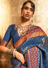 Load image into Gallery viewer, Azure Blue Handloom Woven Banarasi Silk Saree