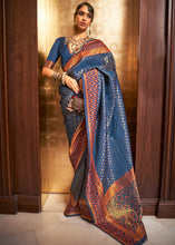 Load image into Gallery viewer, Azure Blue Handloom Woven Banarasi Silk Saree