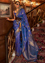 Load image into Gallery viewer, Lapis Blue Woven Banarasi Silk Saree