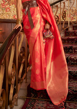 Load image into Gallery viewer, Brink Pink Woven Banarasi Silk Saree