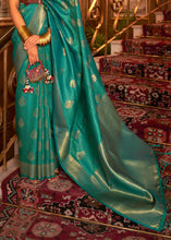Load image into Gallery viewer, Turtle Green Woven Banarasi Silk Saree