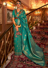 Load image into Gallery viewer, Turtle Green Woven Banarasi Silk Saree
