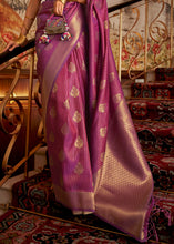 Load image into Gallery viewer, Dark Orchid Purple Woven Banarasi Silk Saree