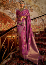 Load image into Gallery viewer, Dark Orchid Purple Woven Banarasi Silk Saree