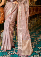 Load image into Gallery viewer, Fawn Brown Handloom Weave Organza Silk Saree