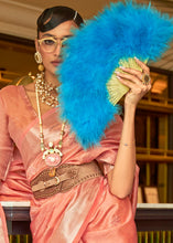 Load image into Gallery viewer, Peach Pink Handloom Weave Organza Silk Saree