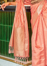 Load image into Gallery viewer, Peach Pink Handloom Weave Organza Silk Saree