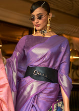 Load image into Gallery viewer, French Purple Handloom Weave Organza Silk Saree
