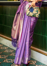 Load image into Gallery viewer, French Purple Handloom Weave Organza Silk Saree