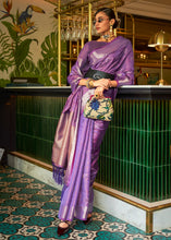 Load image into Gallery viewer, French Purple Handloom Weave Organza Silk Saree