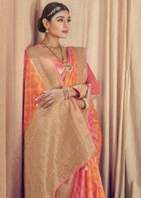 Load image into Gallery viewer, Pink &amp; Yellow Zari Woven Raw Silk Saree