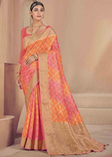 Load image into Gallery viewer, Pink &amp; Yellow Zari Woven Raw Silk Saree