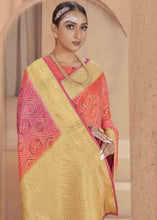 Load image into Gallery viewer, Pink &amp; Orange Zari Woven Raw Silk Saree