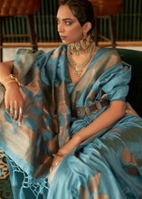 Load image into Gallery viewer, Shades Of Blue Zari Woven Handloom Weaving Silk Saree