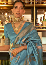 Load image into Gallery viewer, Shades Of Blue Zari Woven Handloom Weaving Silk Saree
