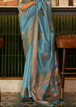 Load image into Gallery viewer, Shades Of Blue Zari Woven Handloom Weaving Silk Saree