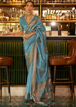 Load image into Gallery viewer, Shades Of Blue Zari Woven Handloom Weaving Silk Saree
